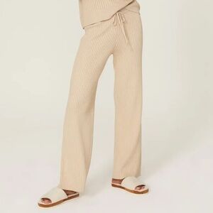 SKIN Worldwide NWT Kennedy Ribbed Honey Tan Beige Wide Leg Pant